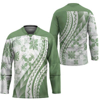Green Hawaiian Quilt Pattern Hockey Jersey Mixed Polynesian Tribal Arty LT9 - Polynesian Pride