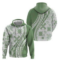 Green Hawaiian Quilt Pattern Hoodie Mixed Polynesian Tribal Arty