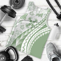 Green Hawaiian Quilt Pattern Men Tank Top Mixed Polynesian Tribal Arty