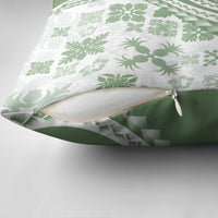 Green Hawaiian Quilt Pattern Pillow Cover Mixed Polynesian Tribal Arty - Polynesian Pride