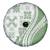 Green Hawaiian Quilt Pattern Spare Tire Cover Mixed Polynesian Tribal Arty