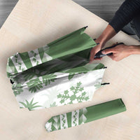 Green Hawaiian Quilt Pattern Umbrella Mixed Polynesian Tribal Arty - Polynesian Pride