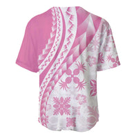 Pink Hawaiian Quilt Pattern Baseball Jersey Mixed Polynesian Tribal Arty