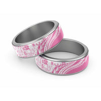 Pink Hawaiian Quilt Pattern Classic Ring Mixed Polynesian Tribal Arty LT9 Sliver Pink - Polynesian Pride