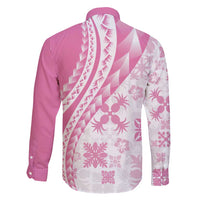 Pink Hawaiian Quilt Pattern Family Matching Summer Maxi Dress and Hawaiian Shirt Mixed Polynesian Tribal Arty