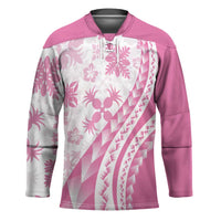 Pink Hawaiian Quilt Pattern Hockey Jersey Mixed Polynesian Tribal Arty LT9 Unisex Pink - Polynesian Pride