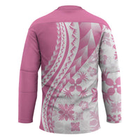 Pink Hawaiian Quilt Pattern Hockey Jersey Mixed Polynesian Tribal Arty LT9 - Polynesian Pride