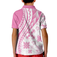 Pink Hawaiian Quilt Pattern Kid Polo Shirt Mixed Polynesian Tribal Arty