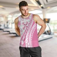 Pink Hawaiian Quilt Pattern Men Tank Top Mixed Polynesian Tribal Arty