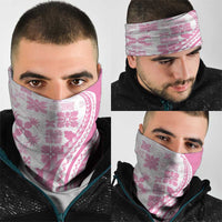Pink Hawaiian Quilt Pattern Neck Gaiter Mixed Polynesian Tribal Arty - Polynesian Pride