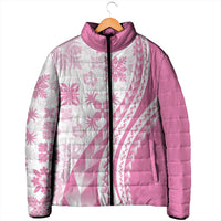 Pink Hawaiian Quilt Pattern Padded Jacket Mixed Polynesian Tribal Arty - Polynesian Pride