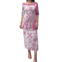 Pink Hawaiian Quilt Pattern Puletasi Mixed Polynesian Tribal Arty