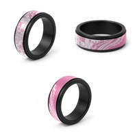 Pink Hawaiian Quilt Pattern Spinner Ring Mixed Polynesian Tribal Arty - Polynesian Pride