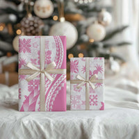 Pink Hawaiian Quilt Pattern Wrapping Paper Mixed Polynesian Tribal Arty - Polynesian Pride