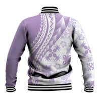 Purple Hawaiian Quilt Pattern Baseball Jacket Mixed Polynesian Tribal Arty