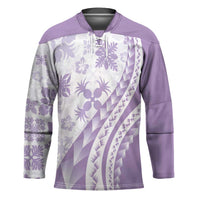 Purple Hawaiian Quilt Pattern Hockey Jersey Mixed Polynesian Tribal Arty LT9 Unisex Purple - Polynesian Pride