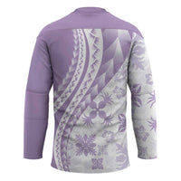 Purple Hawaiian Quilt Pattern Hockey Jersey Mixed Polynesian Tribal Arty - Polynesian Pride
