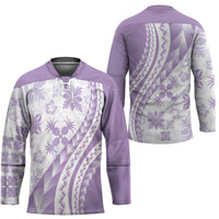 Purple Hawaiian Quilt Pattern Hockey Jersey Mixed Polynesian Tribal Arty LT9 - Polynesian Pride