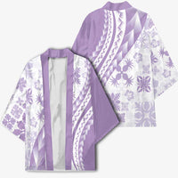 Purple Hawaiian Quilt Pattern Kimono Mixed Polynesian Tribal Arty - Polynesian Pride