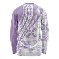 Purple Hawaiian Quilt Pattern Long Sleeve Shirt Mixed Polynesian Tribal Arty