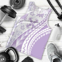 Purple Hawaiian Quilt Pattern Men Tank Top Mixed Polynesian Tribal Arty