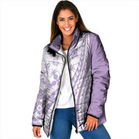 Purple Hawaiian Quilt Pattern Padded Jacket Mixed Polynesian Tribal Arty - Polynesian Pride
