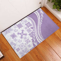 Purple Hawaiian Quilt Pattern Rubber Doormat Mixed Polynesian Tribal Arty