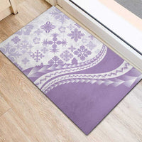 Purple Hawaiian Quilt Pattern Rubber Doormat Mixed Polynesian Tribal Arty