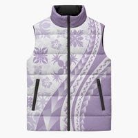 Purple Hawaiian Quilt Pattern Sleeveless Puffer Jacket Mixed Polynesian Tribal Arty - Polynesian Pride