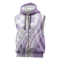 Purple Hawaiian Quilt Pattern Sleeveless Zip Hoodie Mixed Polynesian Tribal Arty LT9 Purple - Polynesian Pride