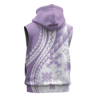 Purple Hawaiian Quilt Pattern Sleeveless Zip Hoodie Mixed Polynesian Tribal Arty - Polynesian Pride