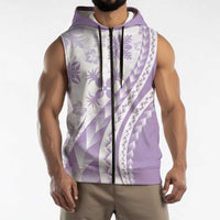 Purple Hawaiian Quilt Pattern Sleeveless Zip Hoodie Mixed Polynesian Tribal Arty LT9 - Polynesian Pride