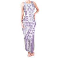 Purple Hawaiian Quilt Pattern Tank Maxi Dress Mixed Polynesian Tribal Arty