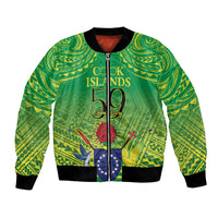 Cook Islands Constitution Day Bomber Jacket Kuki Airani Since 1965 LT9 Unisex Green - Polynesian Pride