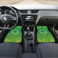 Cook Islands Constitution Day Car Mats Kuki Airani Since 1965 LT9 Set 2pcs - Front Green - Polynesian Pride