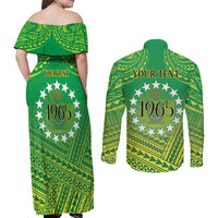 Cook Islands Constitution Day Couples Matching Off Shoulder Maxi Dress and Long Sleeve Button Shirt Kuki Airani Since 1965 LT9 - Polynesian Pride