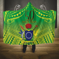 Cook Islands Constitution Day Hooded Blanket Kuki Airani Since 1965 LT9 One Size Green - Polynesian Pride