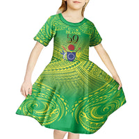 Cook Islands Constitution Day Kid Short Sleeve Dress Kuki Airani Since 1965 LT9 - Polynesian Pride
