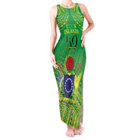 Cook Islands Constitution Day Tank Maxi Dress Kuki Airani Since 1965 LT9 Women Green - Polynesian Pride