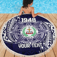 Personalised Tonga Sia'atoutai Theological College Beach Blanket Since 1948 Special Kupesi Pattern LT9 - Polynesian Pride