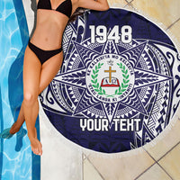 Personalised Tonga Sia'atoutai Theological College Beach Blanket Since 1948 Special Kupesi Pattern LT9 - Polynesian Pride