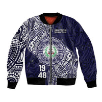 Personalised Tonga Sia'atoutai Theological College Bomber Jacket Since 1948 Special Kupesi Pattern LT9 Unisex Navy - Polynesian Pride