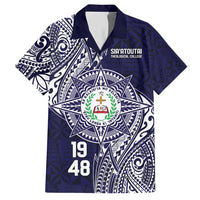 Personalised Tonga Sia'atoutai Theological College Hawaiian Shirt Since 1948 Special Kupesi Pattern LT9 Navy - Polynesian Pride
