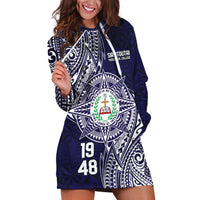 Personalised Tonga Sia'atoutai Theological College Hoodie Dress Since 1948 Special Kupesi Pattern LT9 Navy - Polynesian Pride