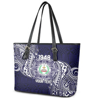 Personalised Tonga Sia'atoutai Theological College Leather Tote Bag Since 1948 Special Kupesi Pattern LT9 - Polynesian Pride