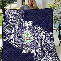 Personalised Tonga Sia'atoutai Theological College Quilt Since 1948 Special Kupesi Pattern LT9 Navy - Polynesian Pride