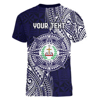 Personalised Tonga Sia'atoutai Theological College Women V-Neck T-Shirt Since 1948 Special Kupesi Pattern LT9 - Polynesian Pride