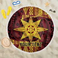 Personalised Tonga Haapai High School Beach Blanket Special Kupesi Pattern LT9 One Size 150cm Gold - Polynesian Pride