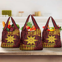 Personalised Tonga Haapai High School Grocery Bag Special Kupesi Pattern LT9 3-pack One Size Gold - Polynesian Pride