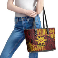 Personalised Tonga Haapai High School Leather Tote Bag Special Kupesi Pattern LT9 - Polynesian Pride